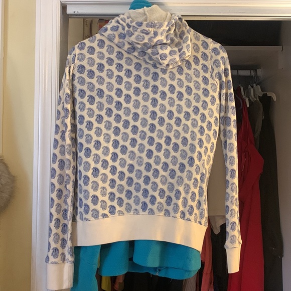 🍀 Lucky Brand Terry Sweater Chinese blue & red vase print 100% Cotton hoodie - Picture 3 of 7